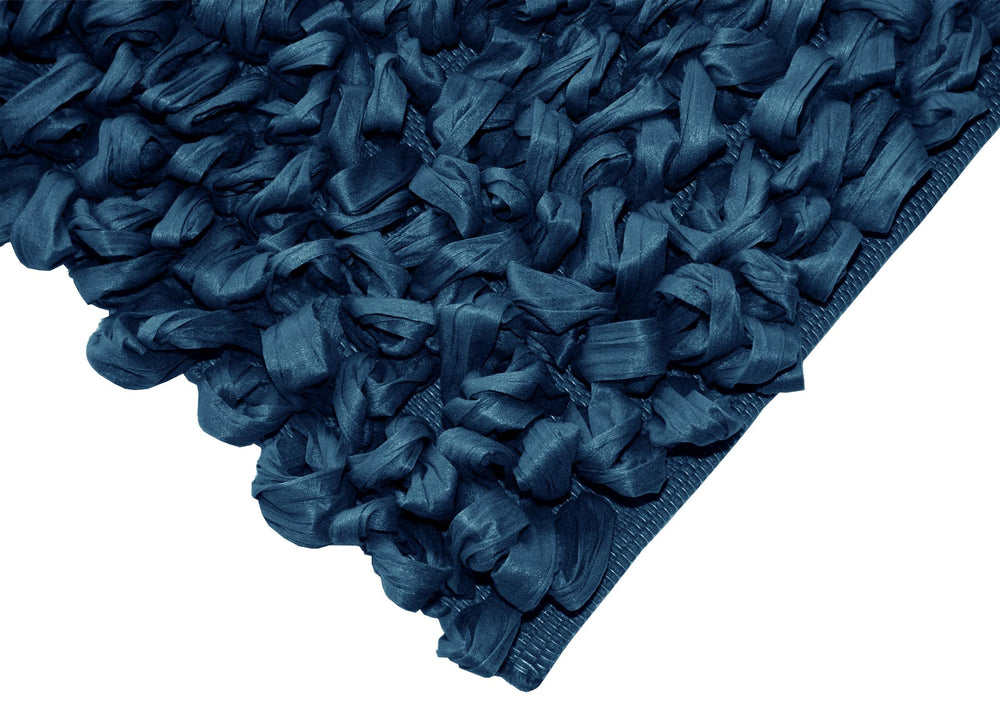 Handemade Schlingenteppich 50x70 cm, Blau - Kosmos