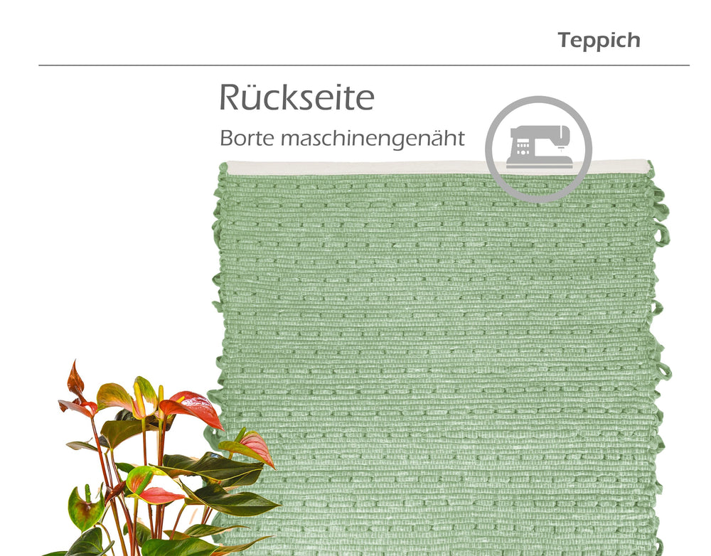 Handemade Schlingenteppich 50x70 cm, Grün - Lind