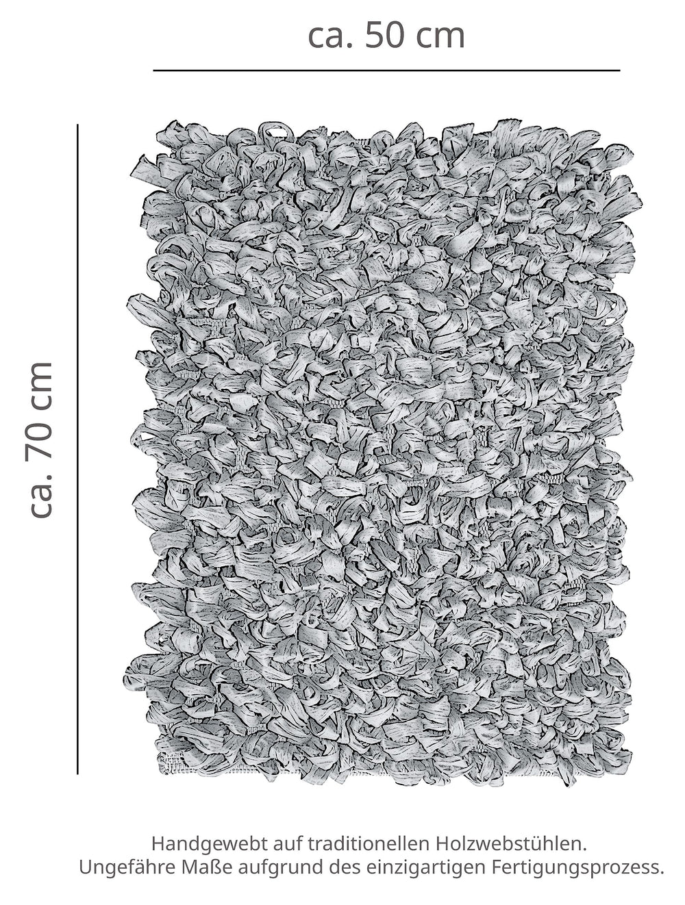 Handemade Schlingenteppich 50x70 cm, Gelb - Honig