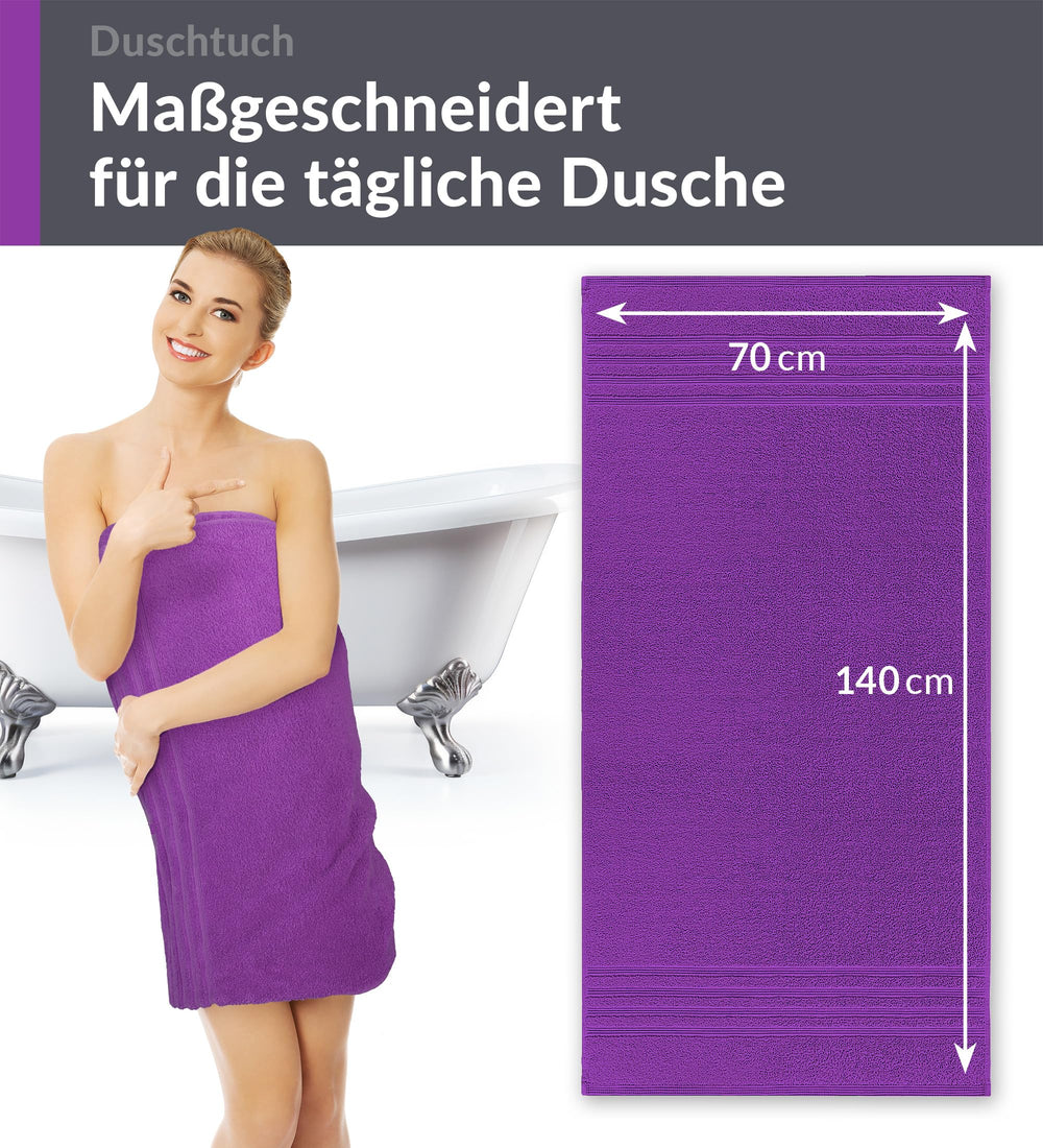 Duschtuch 70x140 cm 2er Set Lila - Aubergine