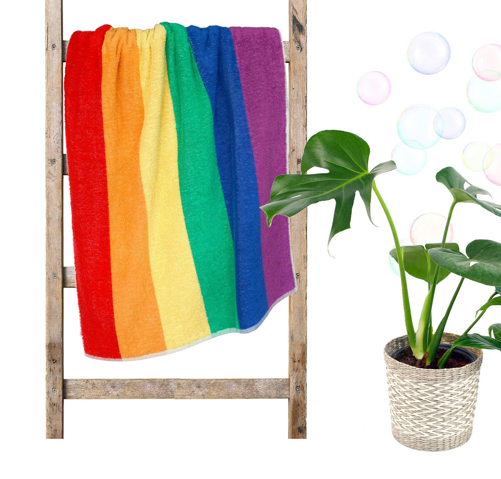 Regenbogen XXL Strandtuch mit Streifen 90x180 cm