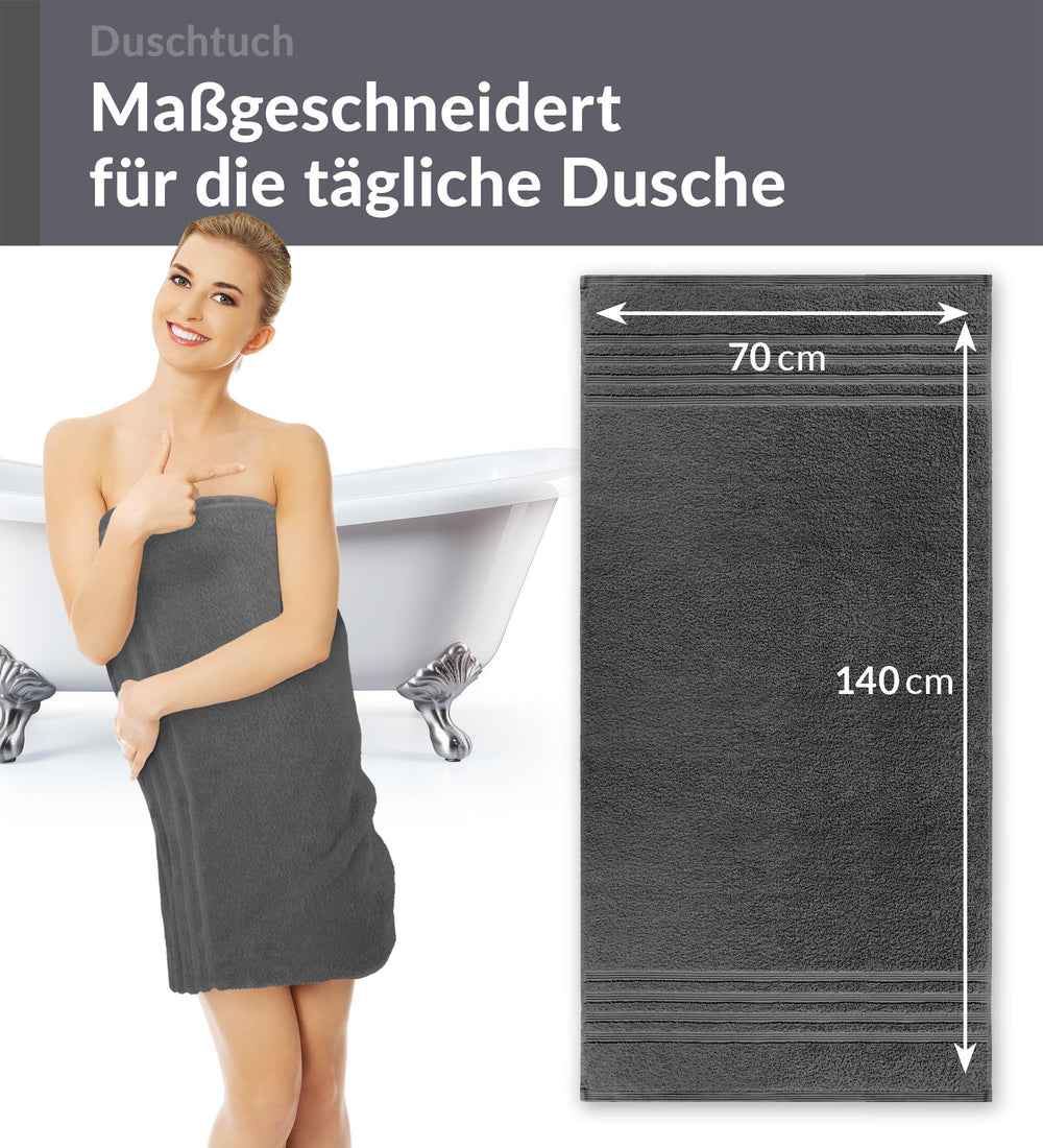 Duschtuch 70x140 cm 2er Set Grau - Anthrazit