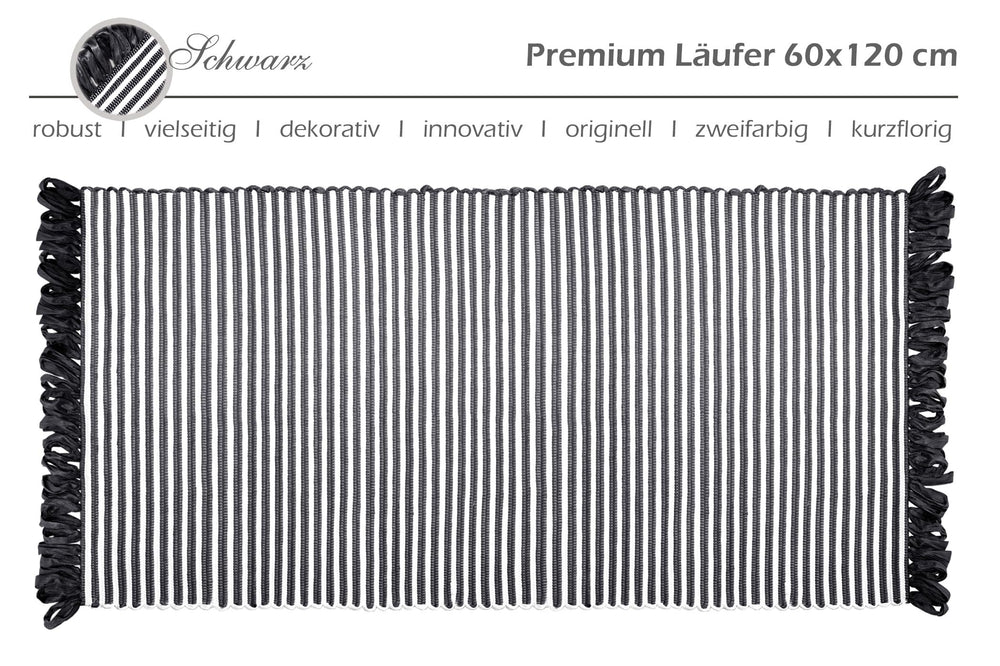 Handmade Läufer 60x120 cm Schwarz