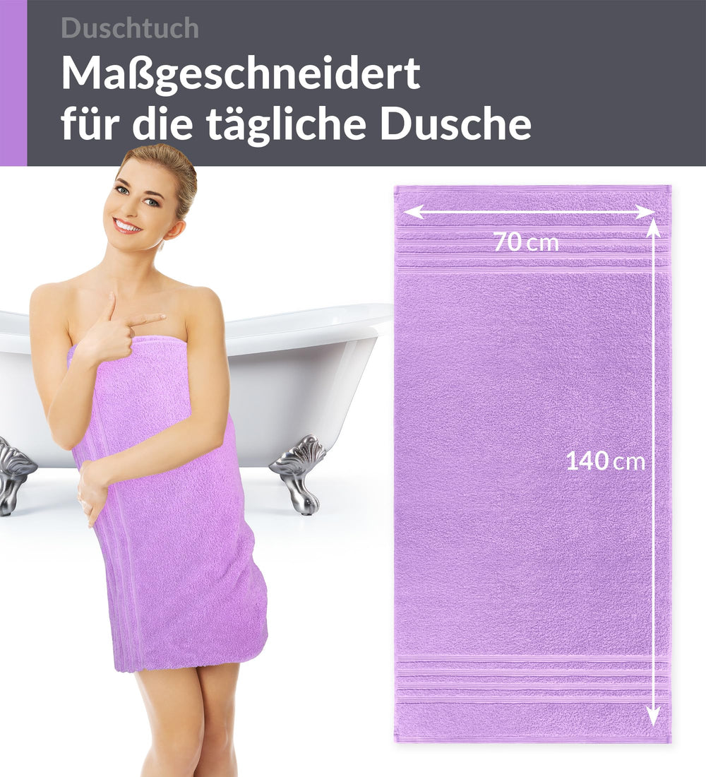 Duschtuch 70x140 cm 2er Set Lila - Flieder