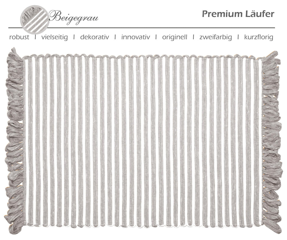 Handmade Läufer 50x70 cm Grau - Beige