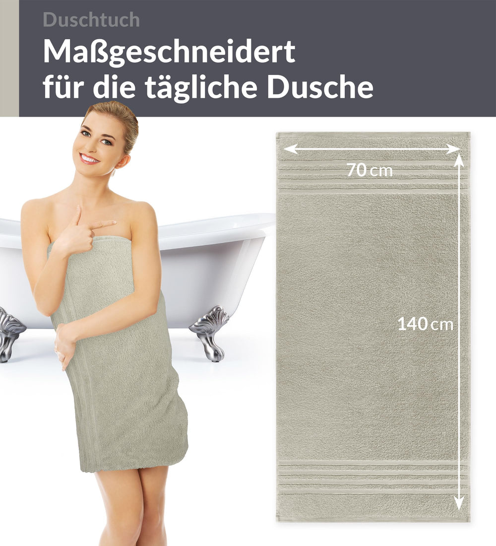 Duschtuch 70x140 cm 2er Set Grau - Kiesel