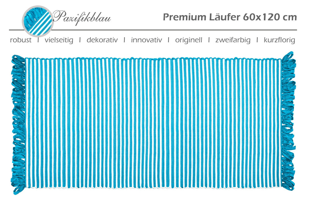 Handmade Läufer 50x70 cm Blau - Pazifik