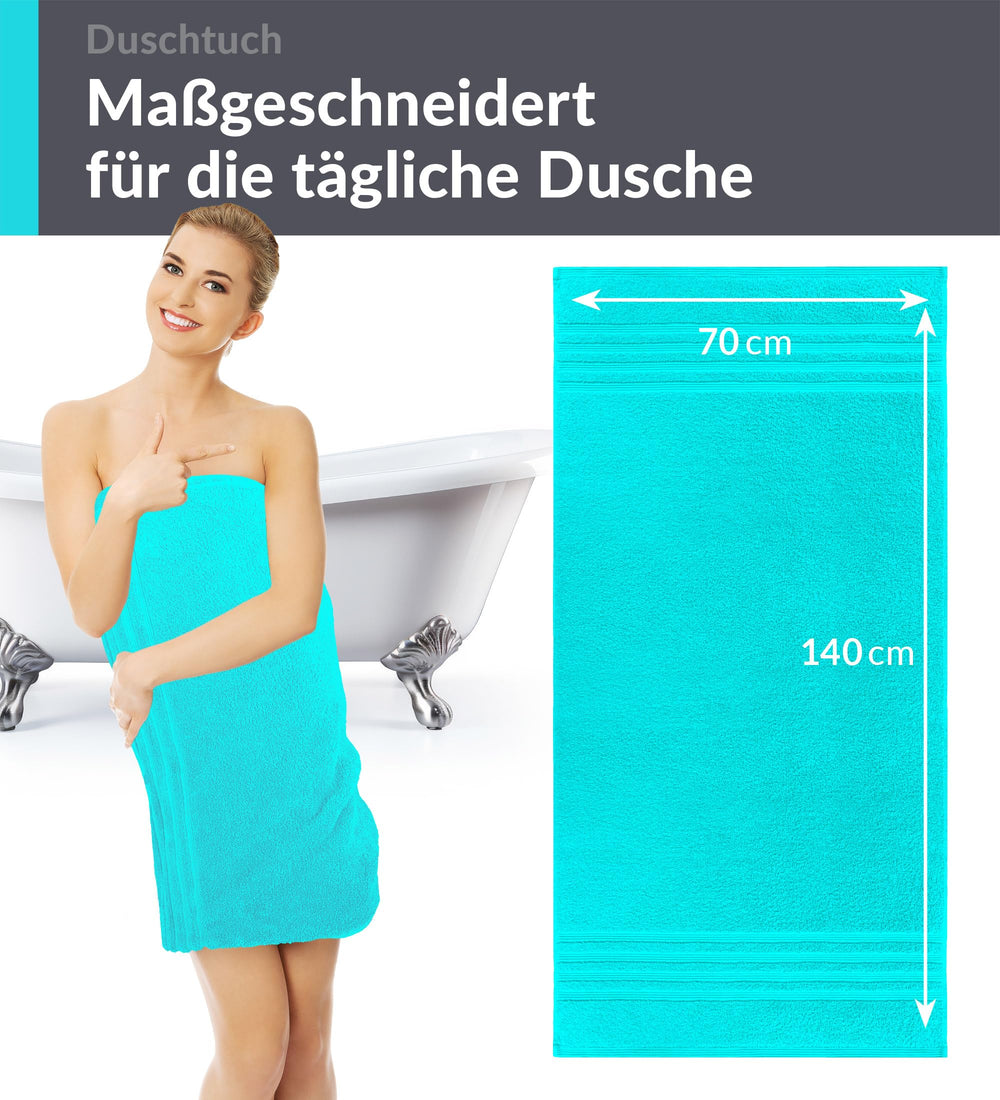 Duschtuch 70x140 cm 2er Set Türkis - Lagunen