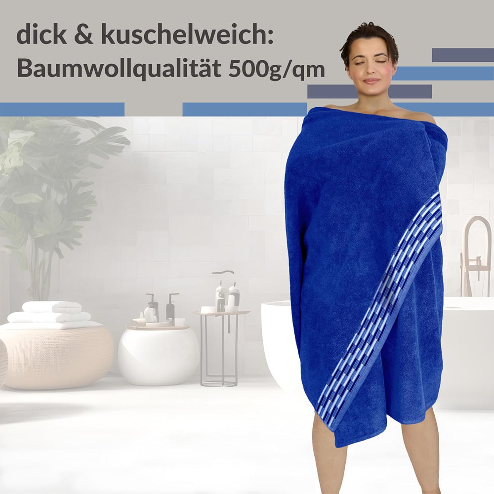 Saunahandtuch groß 100x200 cm, Lugano Saunatuch Blau - Königs