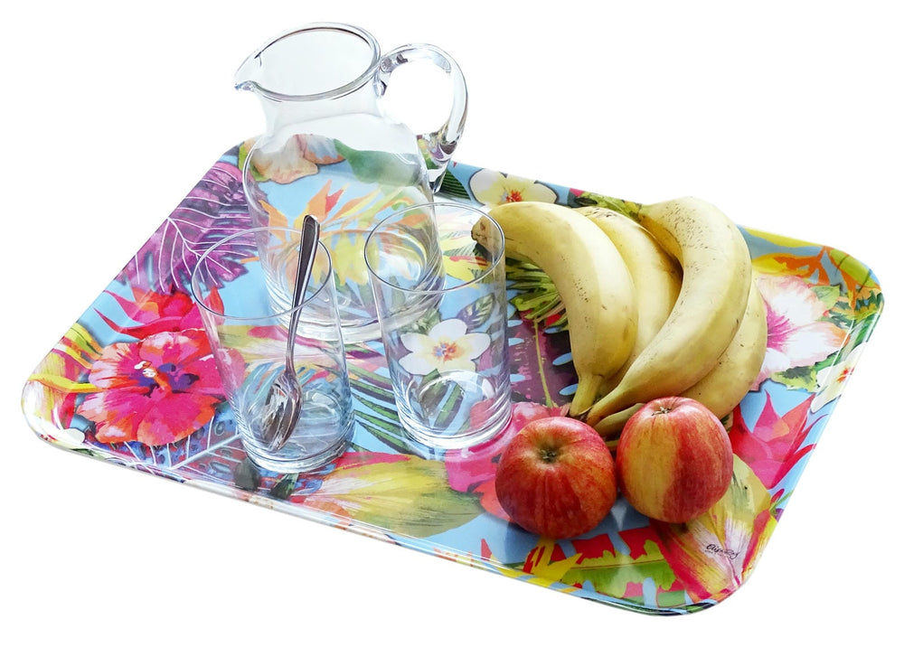 Melamin Serviertablett XL, Kaffeetablett aus Italien, Frühstückstablett Eckig, Druck: Espresso, 45x31 cm