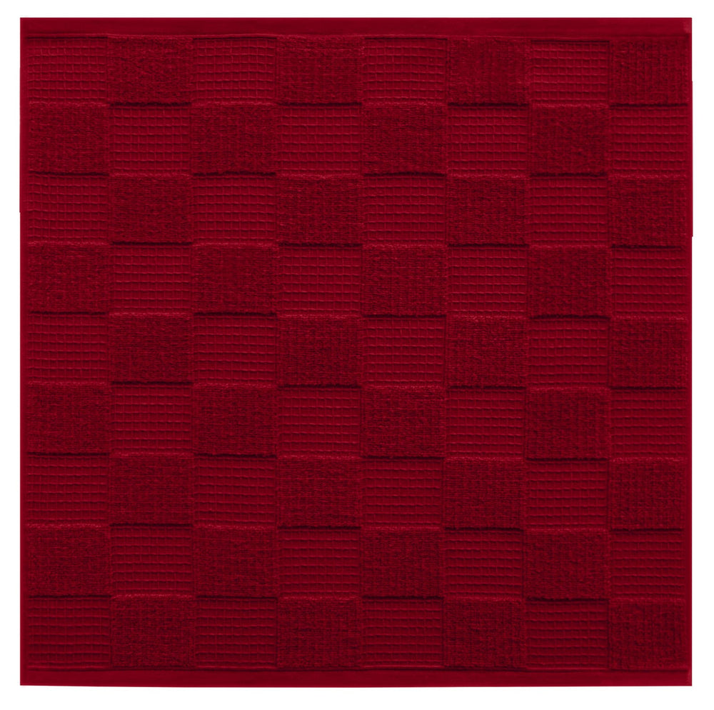 Geschirrtücher 2 in 1 Waffelpique und Frottee 50x50 cm, Rot - Rubin