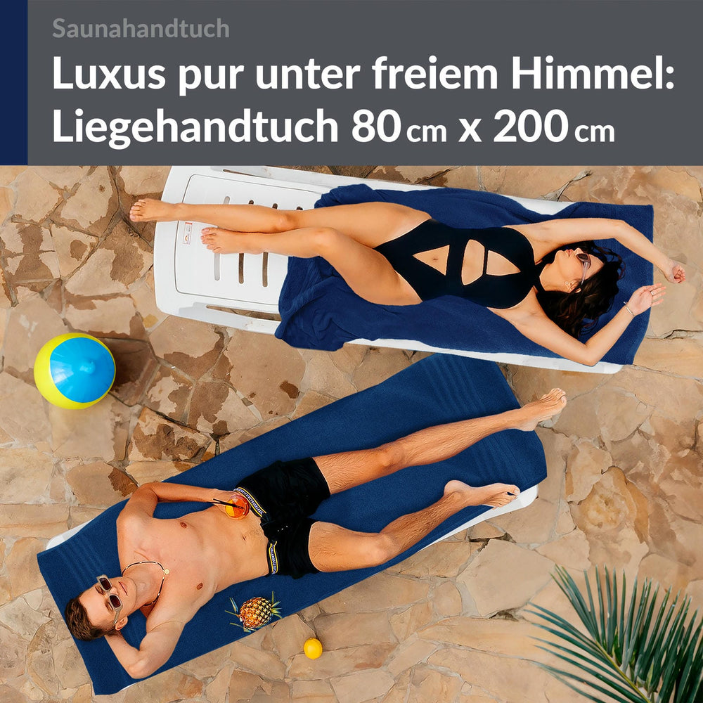 Saunahandtuch groß 80x200 cm 2er Set Blau - Marine