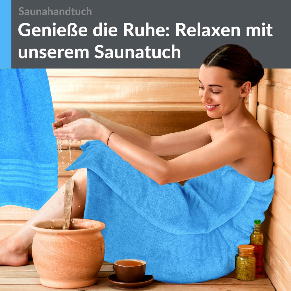 Saunahandtuch groß 80x200 cm 2er Set Blau - Capri