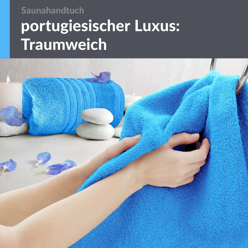 Saunahandtuch groß 80x200 cm 2er Set Blau - Capri