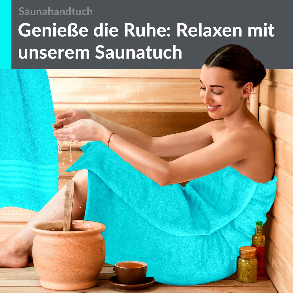 Saunahandtuch groß 80x200 cm 2er Set Türkis - Lagunen