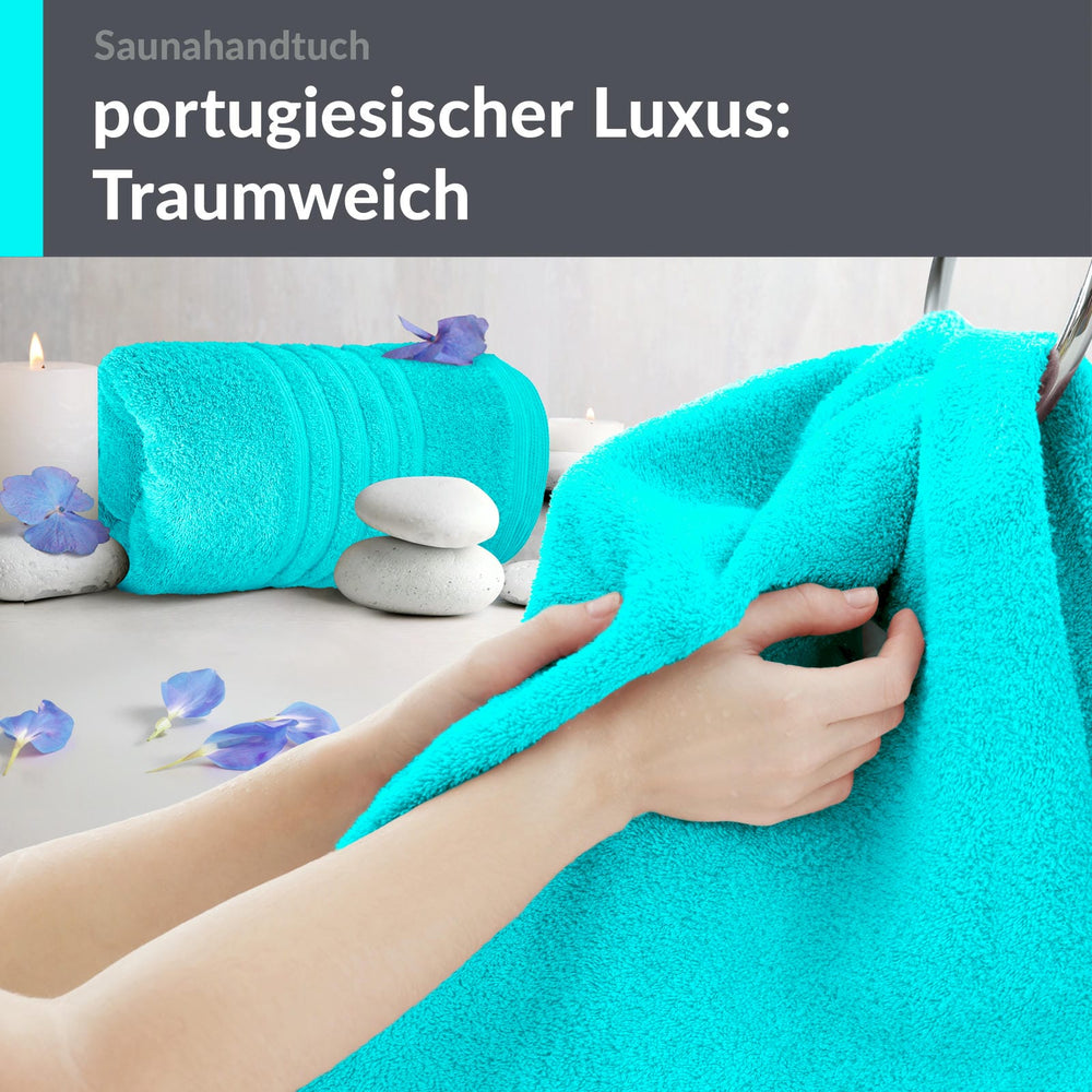 Saunahandtuch groß 80x200 cm 2er Set Türkis - Lagunen