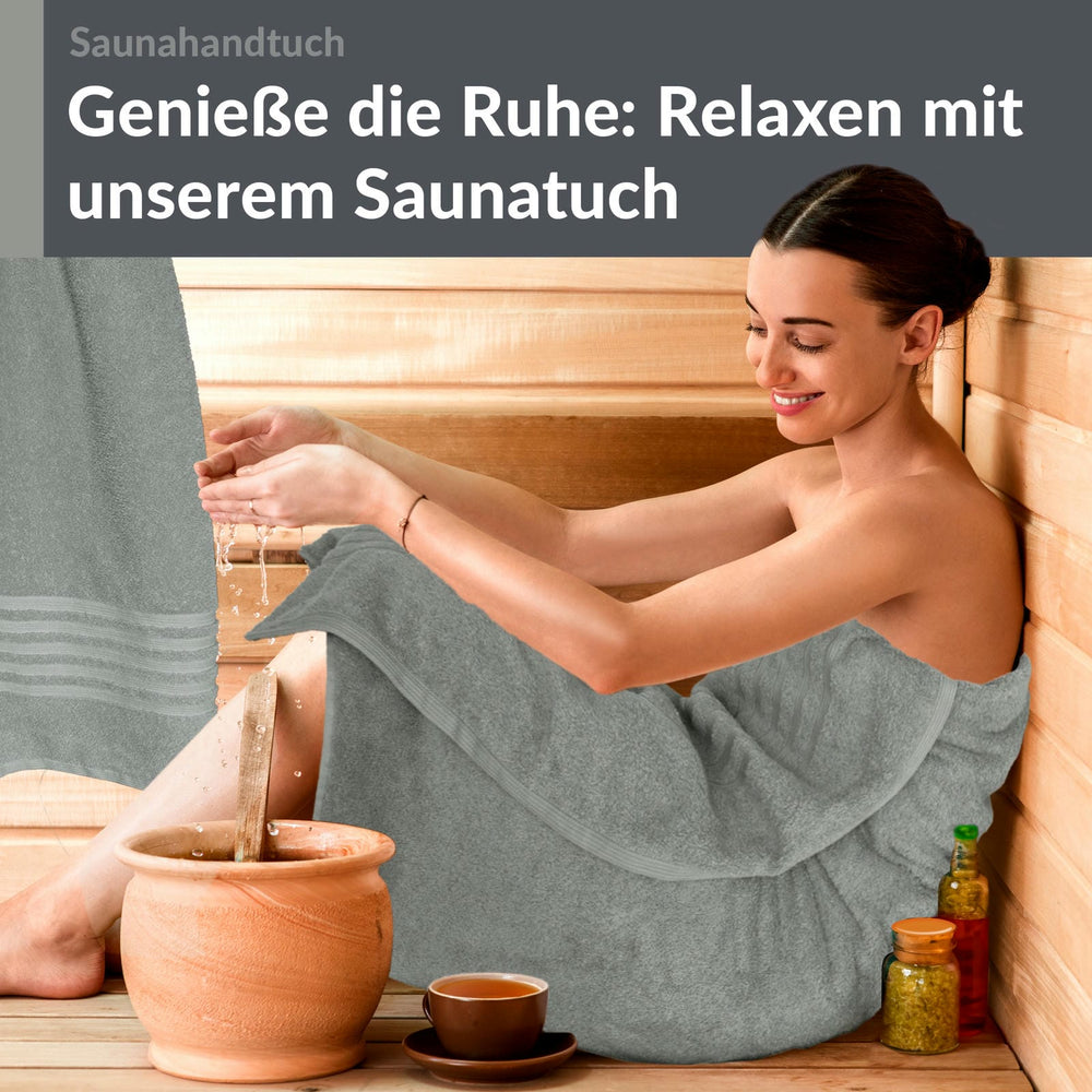 Saunahandtuch groß 80x200 cm 2er Set Grau - Stein