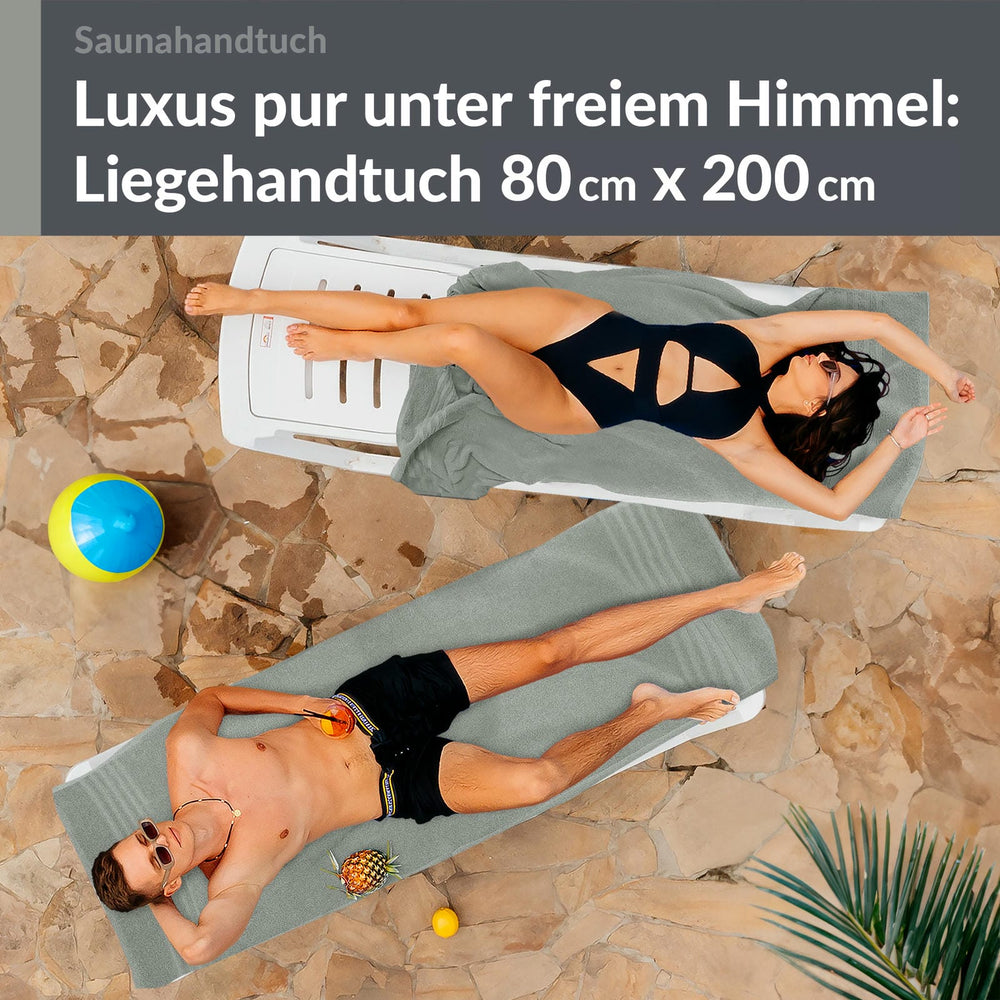 Saunahandtuch groß 80x200 cm 2er Set Grau - Stein
