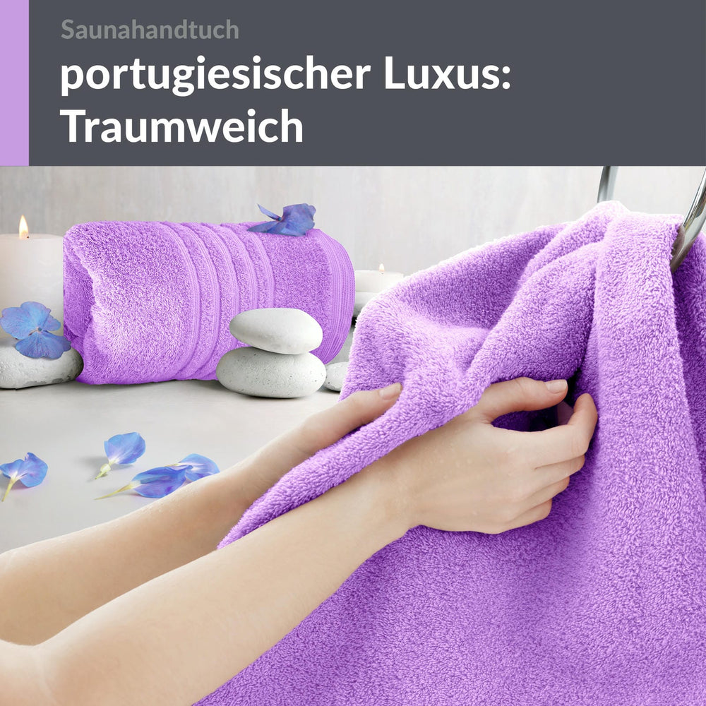 Saunahandtuch groß 80x200 cm 2er Set Lila - Flieder
