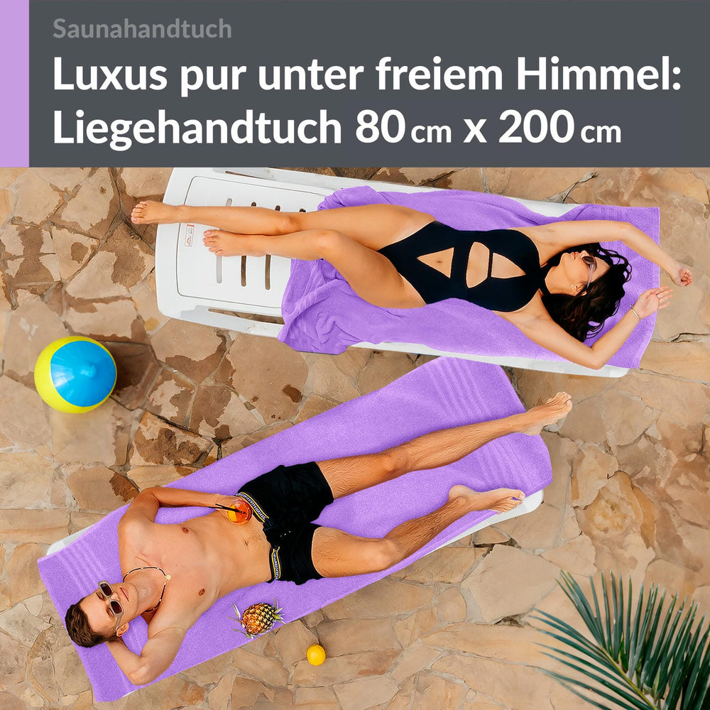 Saunahandtuch groß 80x200 cm 2er Set Lila - Flieder