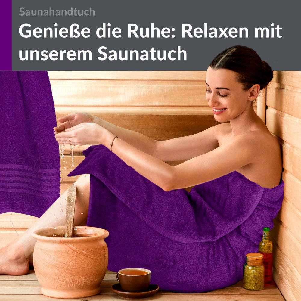 Saunahandtuch groß 80x200 cm 2er Set Lila - Aubergine