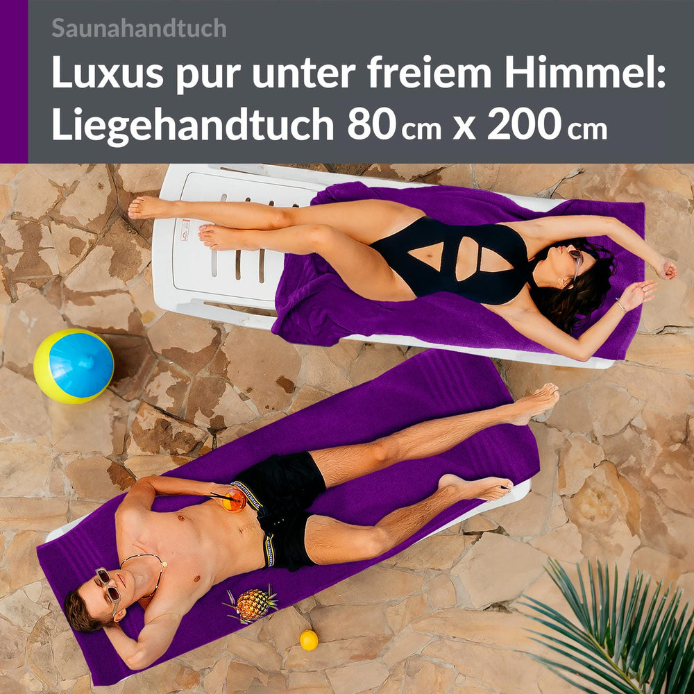 Saunahandtuch groß 80x200 cm 2er Set Lila - Aubergine
