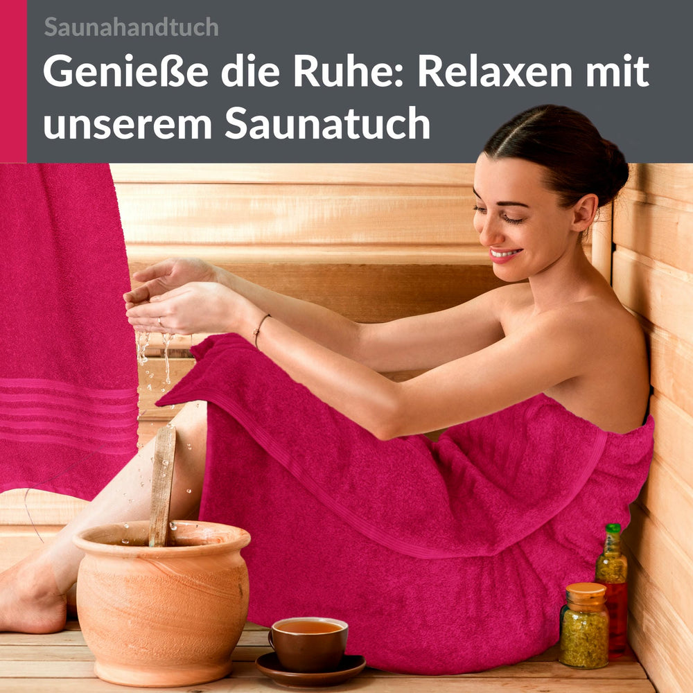 Saunahandtuch groß 80x200 cm 2er Set Rot - Rhabarber
