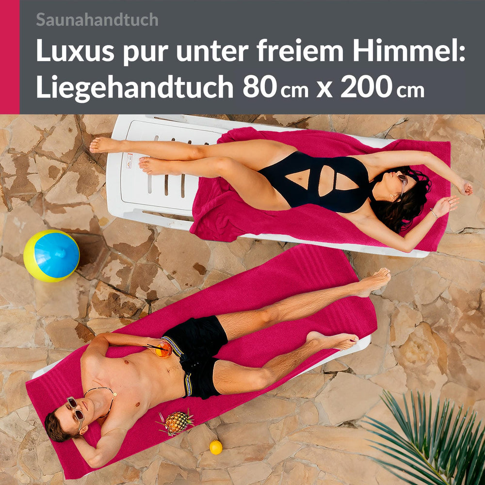 Saunahandtuch groß 80x200 cm 2er Set Rot - Rhabarber