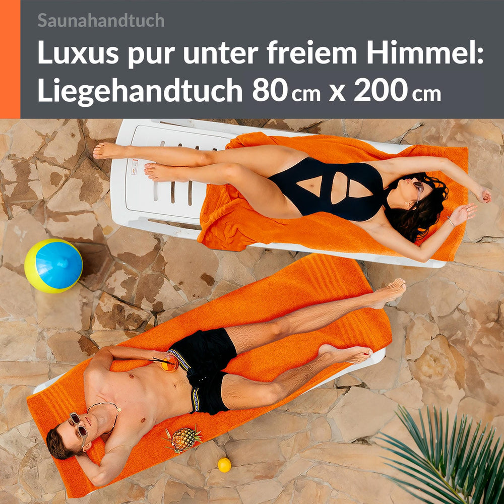 Saunahandtuch groß 80x200 cm 2er Set Orange - Clementinen