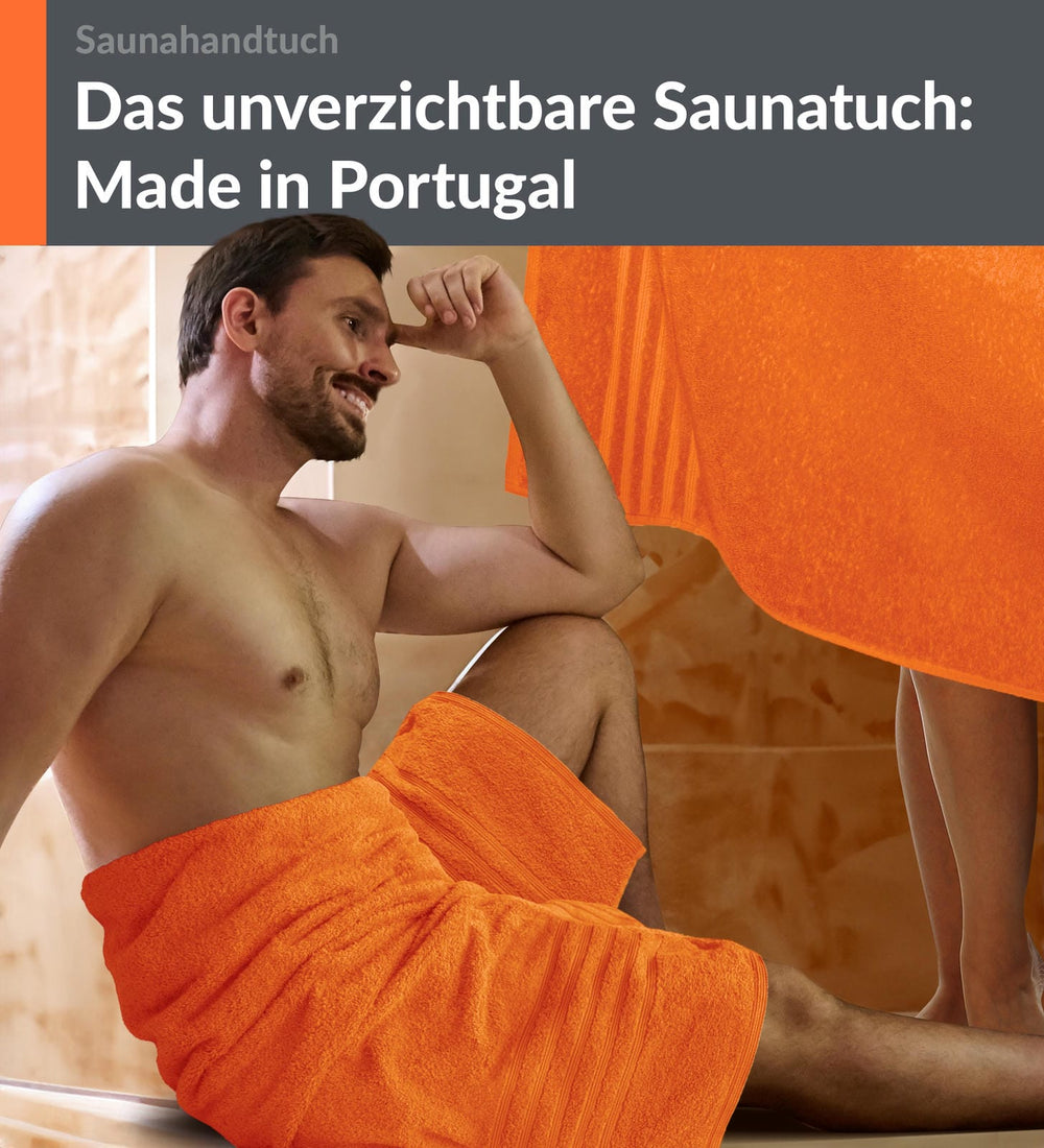 Saunahandtuch groß 80x200 cm 2er Set Orange - Clementinen