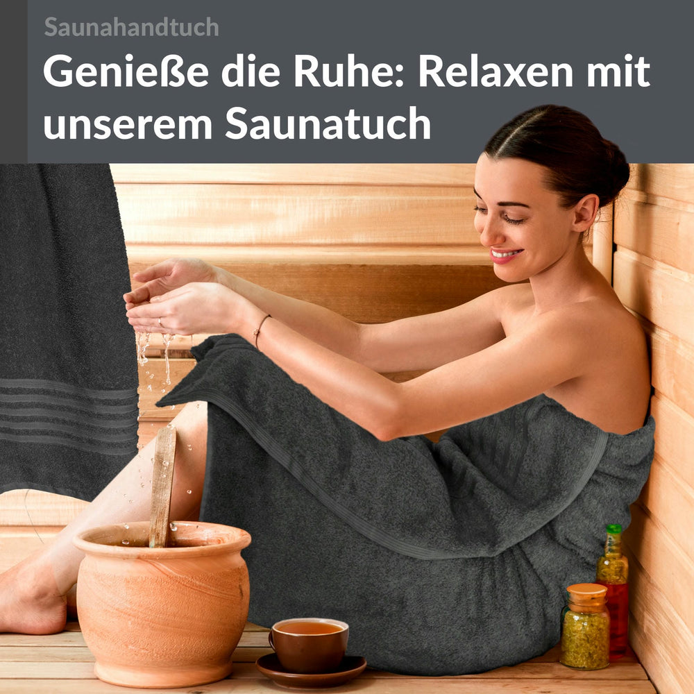 Saunahandtuch groß 80x200 cm 2er Set Grau - Anthrazit