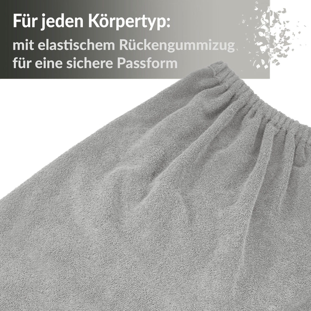 Saunakilt Damen Grau - Stein, Saunatuch mit Klettverschluss XS - M