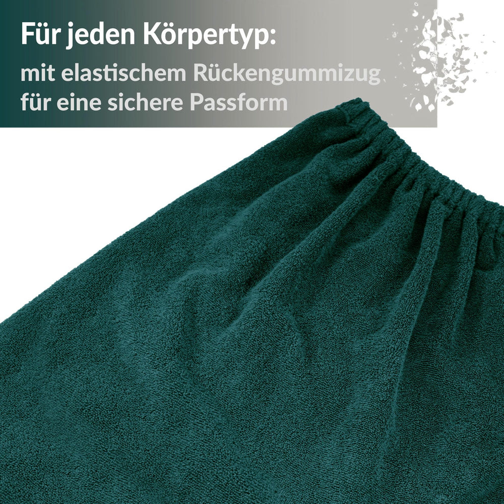 Saunakilt Damen Opal - Grün, Saunatuch mit Klettverschluss XS - M