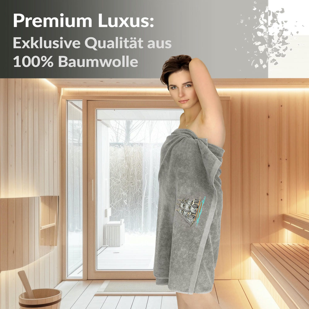 XXL Saunatuch 100x200 cm Lillby Schiff Grau - Stein