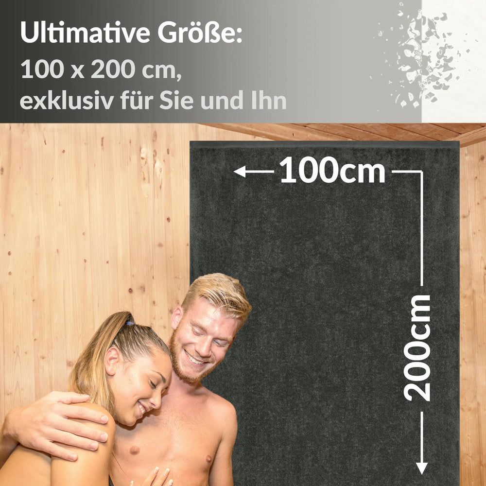 XXL Saunatuch 100x200 cm Lillby Schiff Grau - Anthrazit