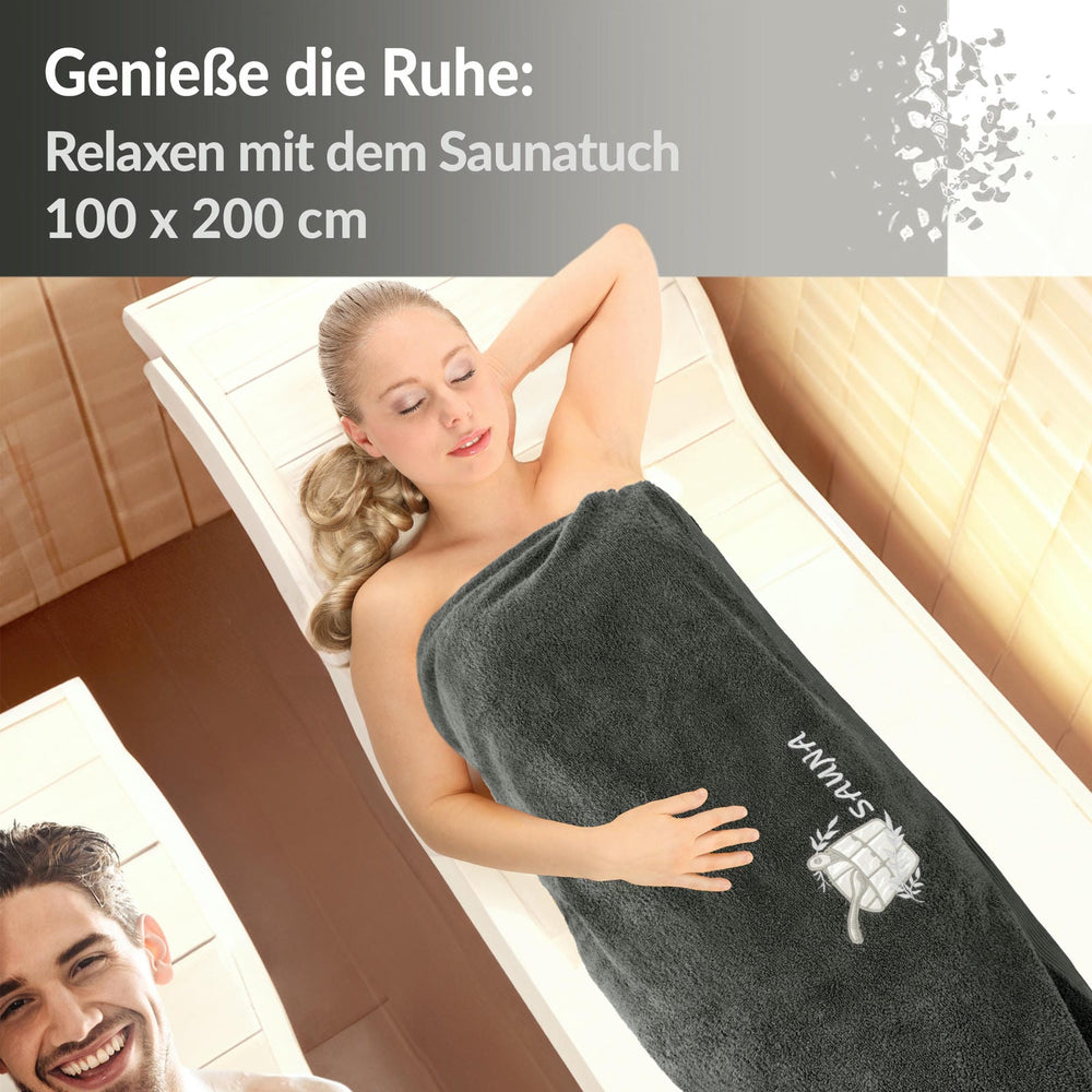 XXL Saunahandtuch 100x200 cm Lillby Grau - Anthrazit