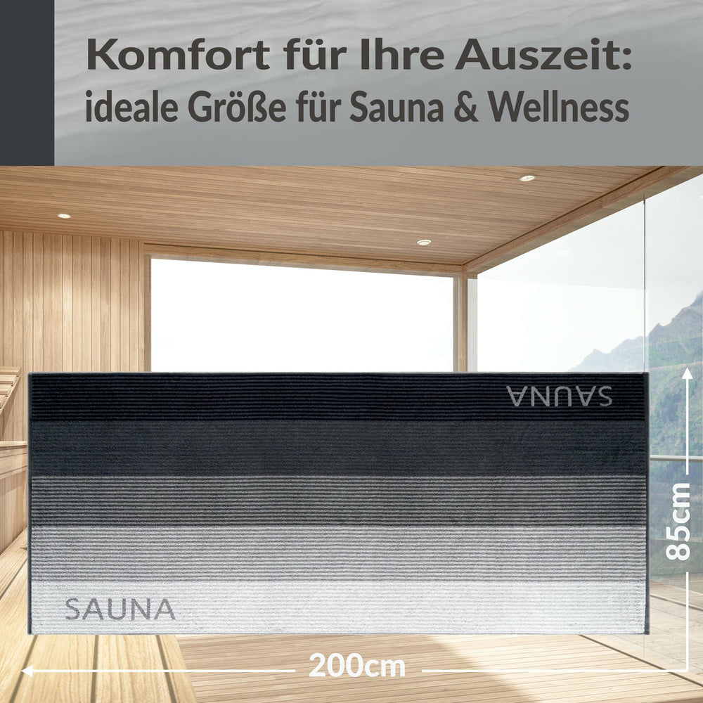 Saunahandtuch 85x200 cm Schwarz - Grau, Helsinki Saunatuch