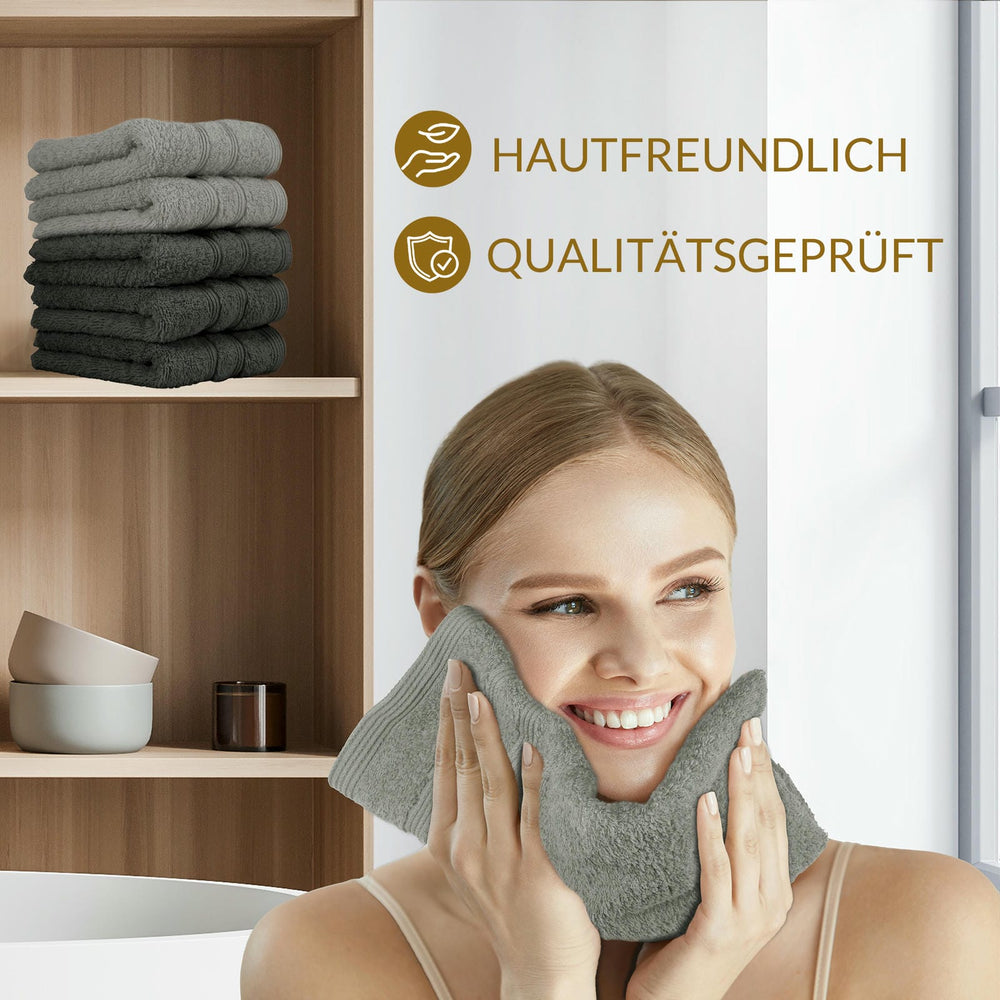 8 teiliges Frottee Handtuchset  Anthrazit - Grau