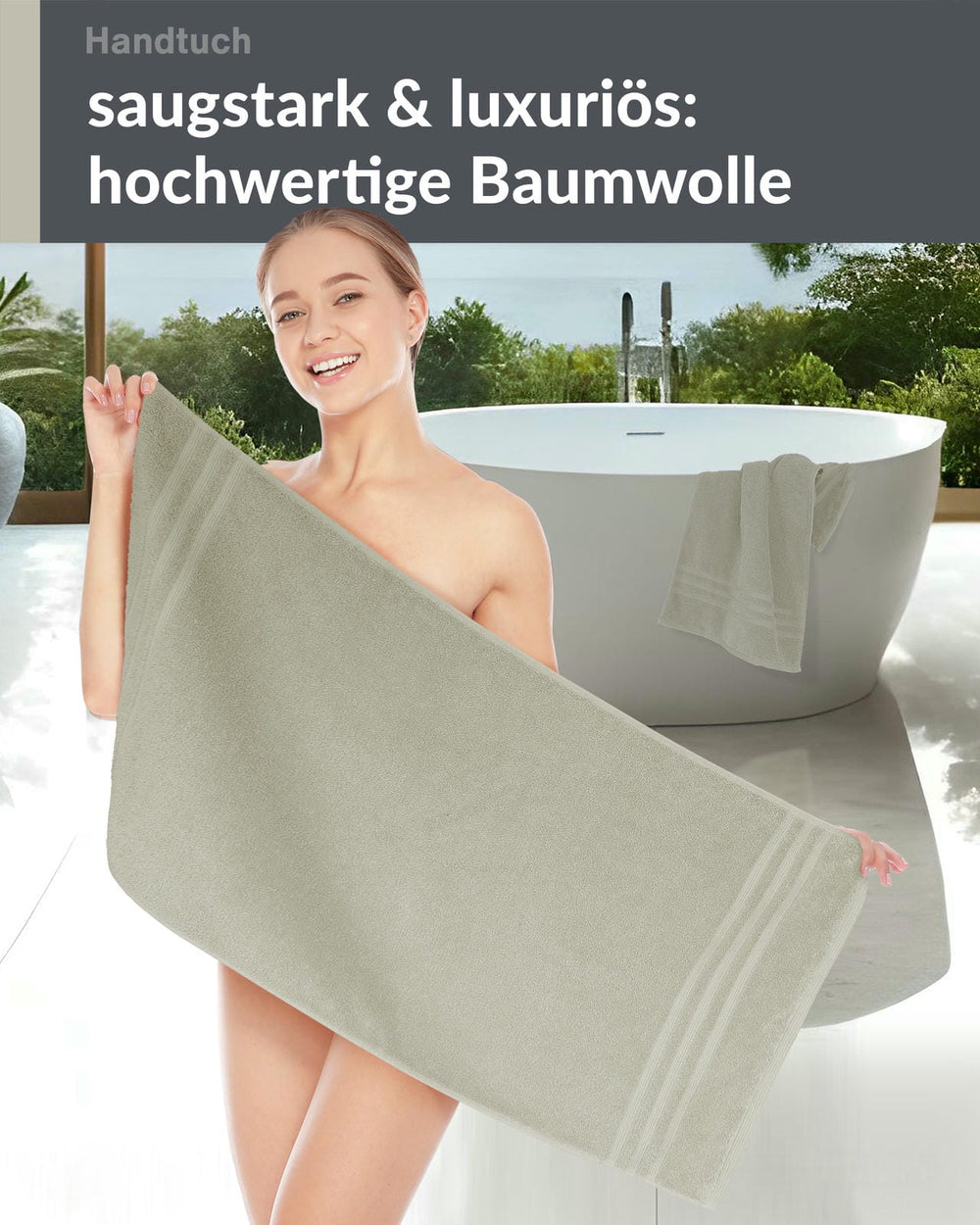 Handtuch 50x100 cm 2er Set Grau - Kiesel