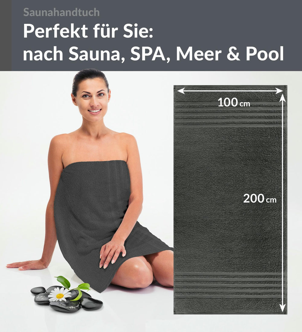 Badetuch groß 100x200 cm Grau - Anthrazit