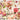 Serviertablett Melamin mit Griffen, Dekotablett groß 38x27 cm, Tablett beige - rot Motiv: Wildblumen