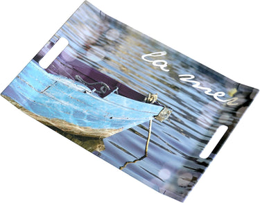 Geschirrtablett blau Motiv: Meer, Bedrucktes Speisetablett 47x31 cm, Gläsertablett rechteckig