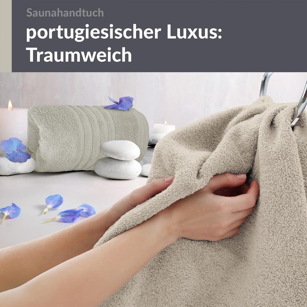 Saunahandtuch groß 80x200 cm 2er Set Grau - Kiesel