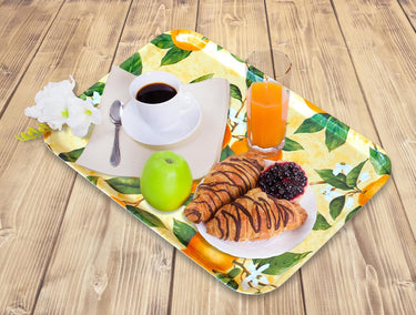 Tablett Deko mit Orangen, praktisches Tablett rechteckig aus Melamin 45x31 cm