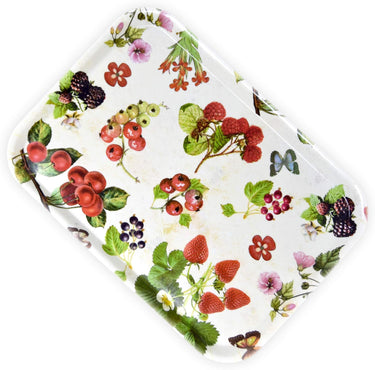 Eckiges Desserttablett Mediterran, Serviertablett aus Melamin, Design: Waldbeeren, Tablett Größe: 38x26 cm