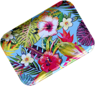 Gläsertablett aus Melamin, Buntes Deko Tablett Druck: Tropical, Mittel großes Servicetablett eckig 38x26 cm