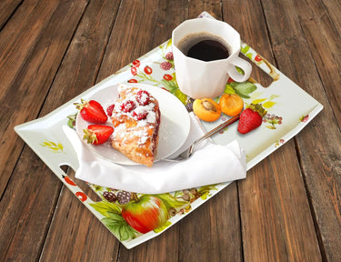 Deko Tablett rechteckig 38x27 cm, kleines Serviertablett mit Brombeeren Druck