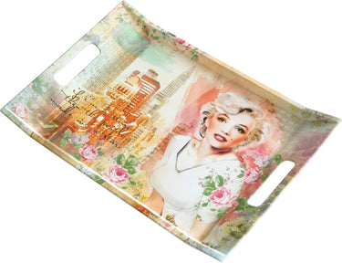 Frühstückstablett bunt Design: Marilyn, Eckiges Geschirr Tablett, Melamintablett 38x27 cm