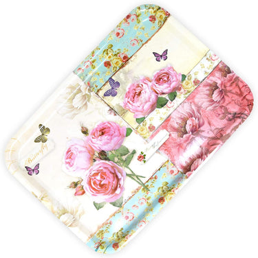 Dekotablett eckig, Motiv: England Rosen, Modernes Tassentablett 45x31 cm, Großes Geschirrtablett Flach