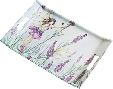 Getränke Tablett groß 47x31 cm, Italienisches Dekotablett, Melamintablett lila Motiv: Elfe